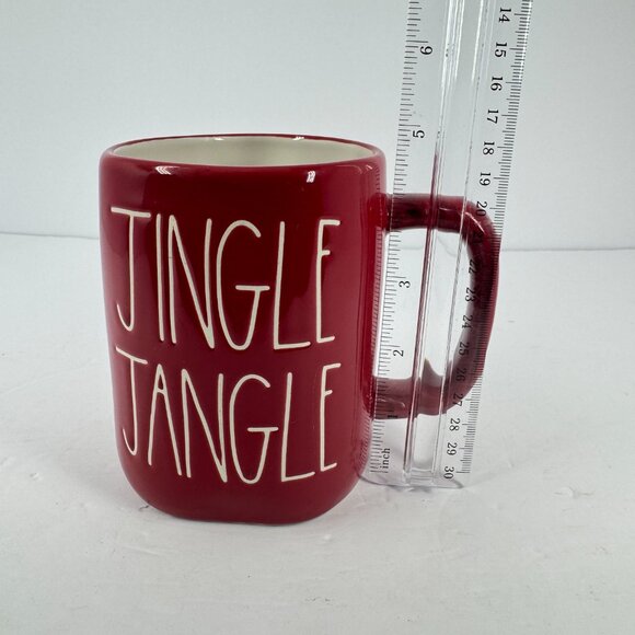 Rae Dunn Jingle Jangle Red Glossy Ceramic Christmas Mug White Inside Holiday Cup - Picture 4 of 5